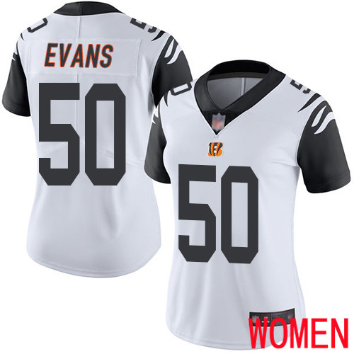 Cincinnati Bengals Limited White Women Jordan Evans Jersey NFL Footballl #50 Rush Vapor Untouchable